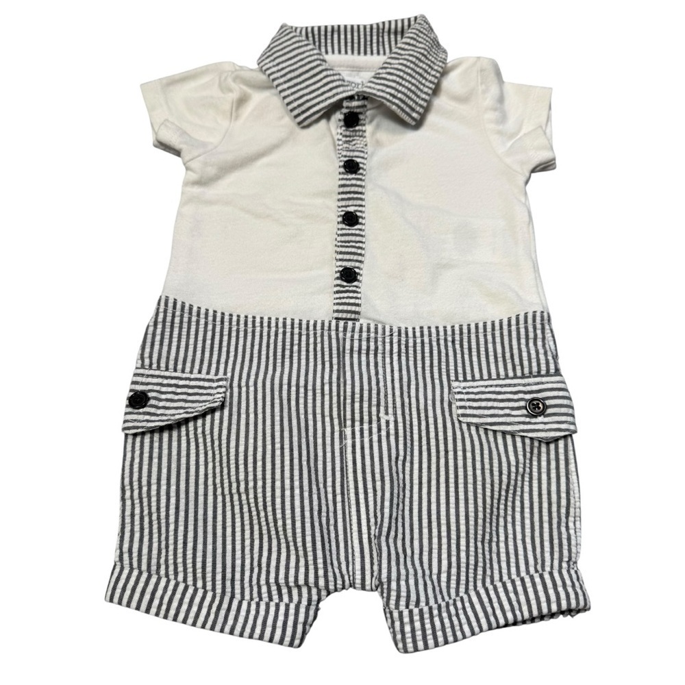 Absorba Paris Baby Boy Short Sleeve Romper Size 0-3 Months